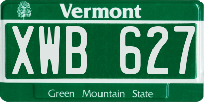 VT license plate XWB627