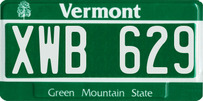 VT license plate XWB629