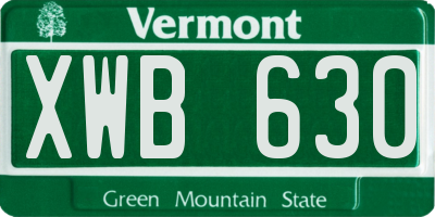 VT license plate XWB630