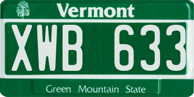 VT license plate XWB633