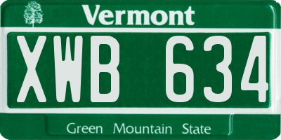 VT license plate XWB634