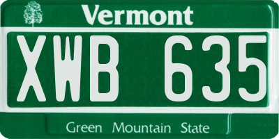 VT license plate XWB635