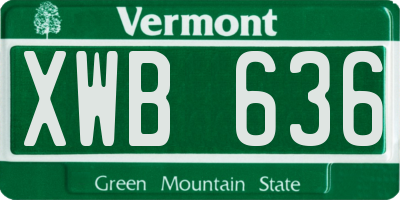 VT license plate XWB636