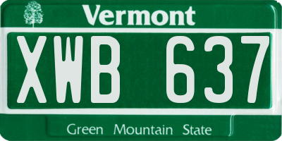 VT license plate XWB637