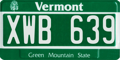 VT license plate XWB639