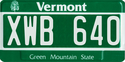 VT license plate XWB640