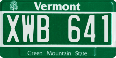 VT license plate XWB641