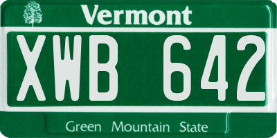 VT license plate XWB642