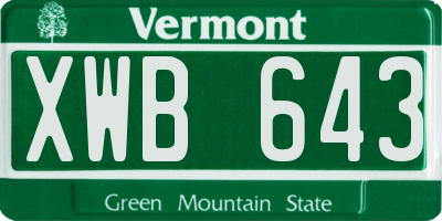 VT license plate XWB643