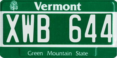 VT license plate XWB644