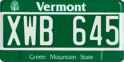 VT license plate XWB645