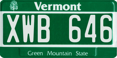 VT license plate XWB646