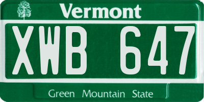 VT license plate XWB647