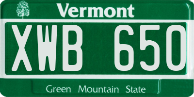 VT license plate XWB650