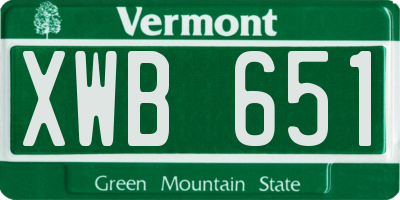 VT license plate XWB651