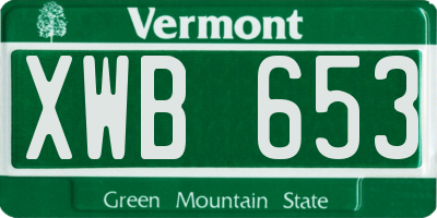 VT license plate XWB653