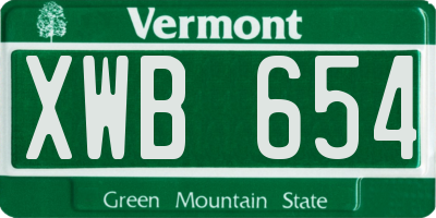 VT license plate XWB654