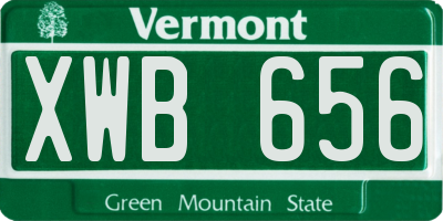 VT license plate XWB656