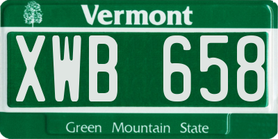 VT license plate XWB658