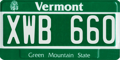 VT license plate XWB660