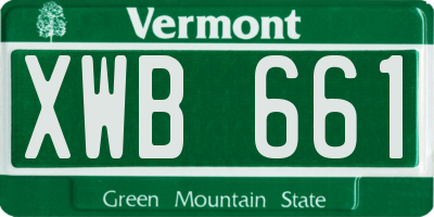VT license plate XWB661
