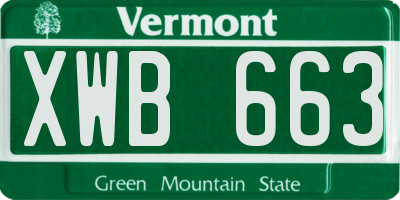 VT license plate XWB663