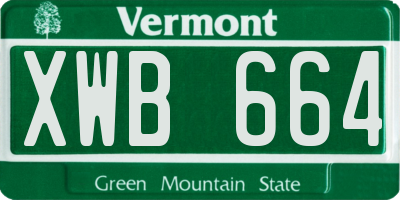 VT license plate XWB664