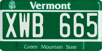 VT license plate XWB665