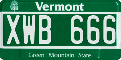 VT license plate XWB666