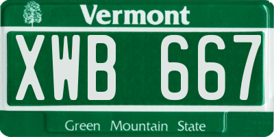 VT license plate XWB667