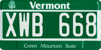 VT license plate XWB668