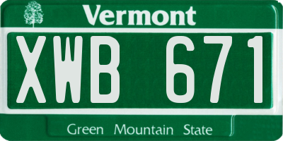 VT license plate XWB671