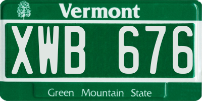 VT license plate XWB676