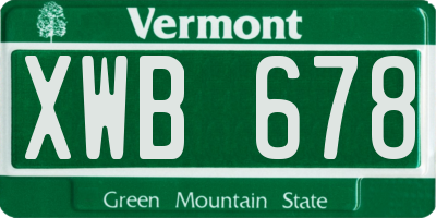 VT license plate XWB678