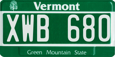 VT license plate XWB680