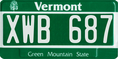VT license plate XWB687