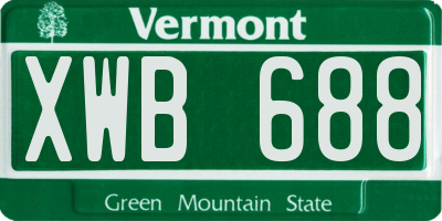 VT license plate XWB688