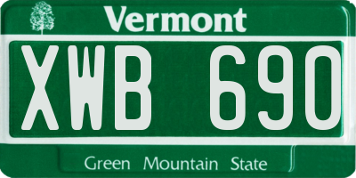 VT license plate XWB690