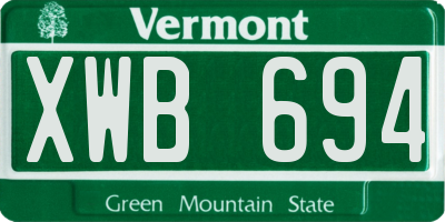 VT license plate XWB694