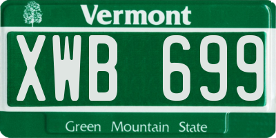 VT license plate XWB699
