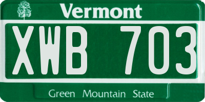 VT license plate XWB703