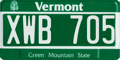 VT license plate XWB705