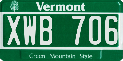 VT license plate XWB706