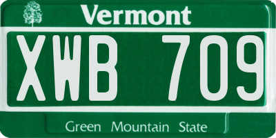 VT license plate XWB709