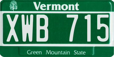 VT license plate XWB715