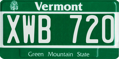 VT license plate XWB720