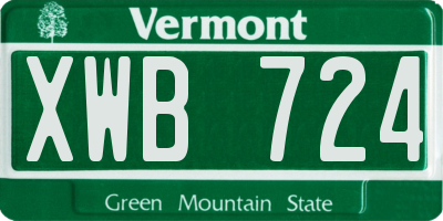 VT license plate XWB724