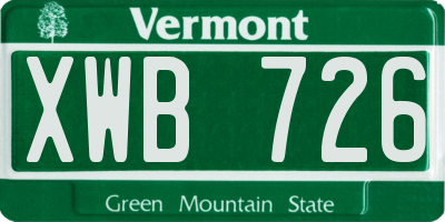 VT license plate XWB726