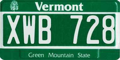 VT license plate XWB728