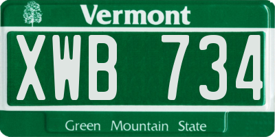 VT license plate XWB734
